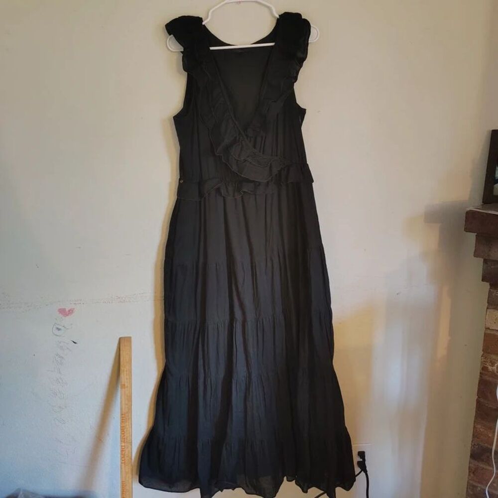 Jcrew 100% Cotton Sleeveless Ruffle Front Maxi Dress Size 16